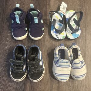 Boy Toddler Shoe Lot Bundle Of 4 Size 5 Casual, Sandals, Vans, Carters, Cat&Jack